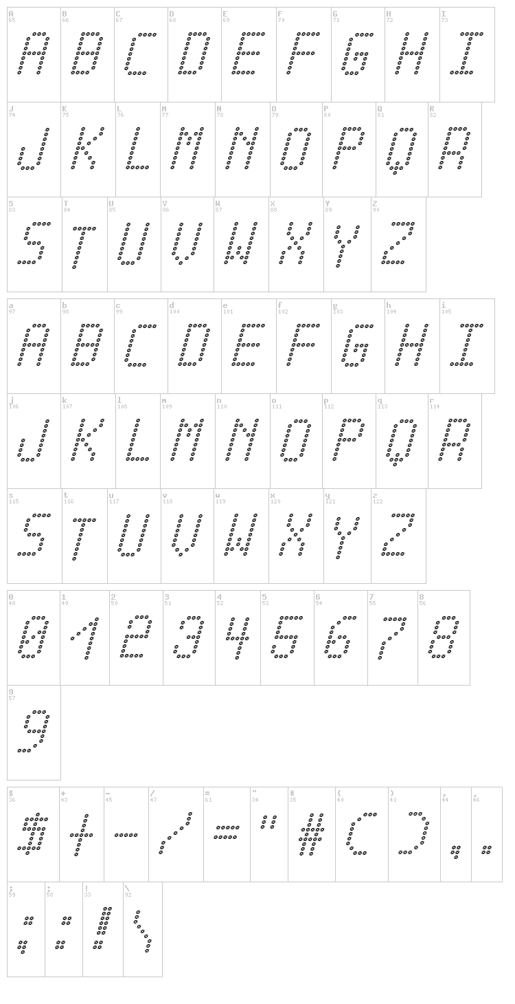 Cross Led TFB font map
